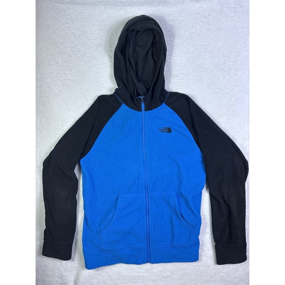 The North Face Boys Blue Pockets Raglan Sleeve Full Zipper Hoodie Size 18/20